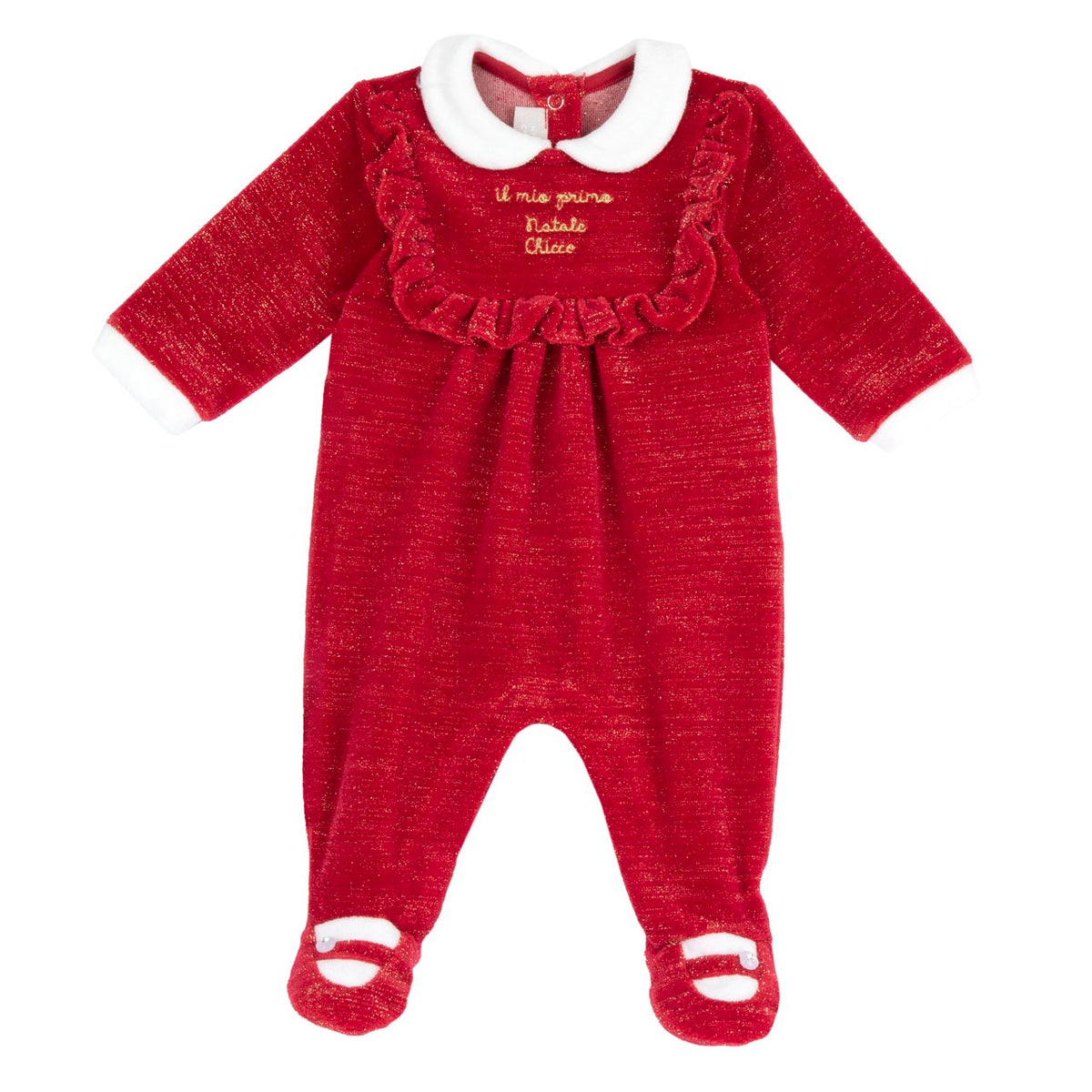 Primo Natale Vestito Natale Neonata Chicco Tutina Di Ciniglia 