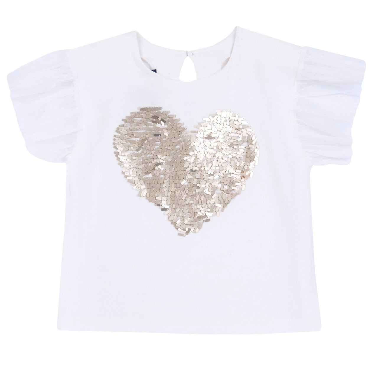 T-shirt con cuore e maniche in tulle - NUOVA COLLEZIONE CHICCO P/E 2024