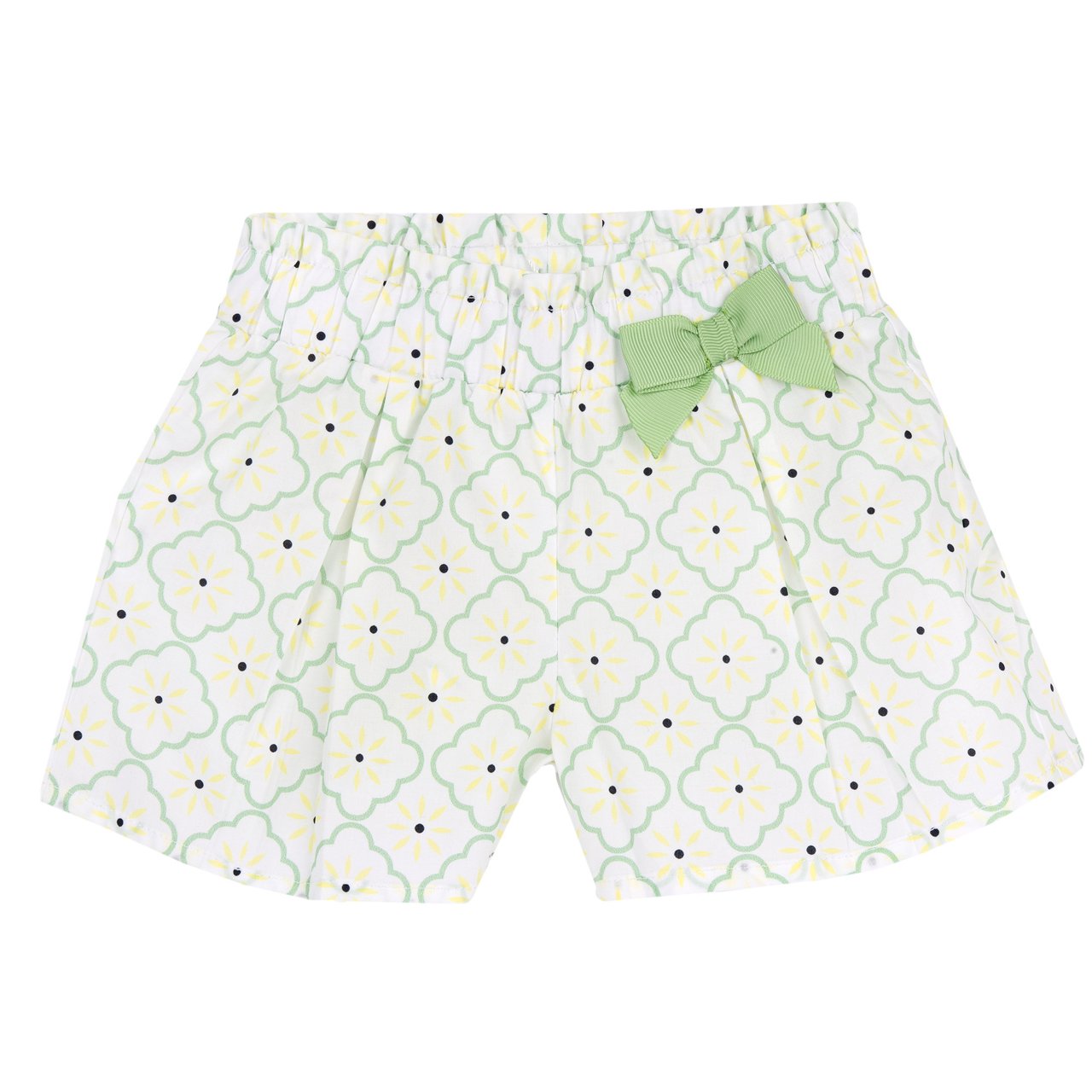 Pantaloni corti di cotone con fiocchetto verde - NUOVA COLLEZIONE CHICCO P/E 2024