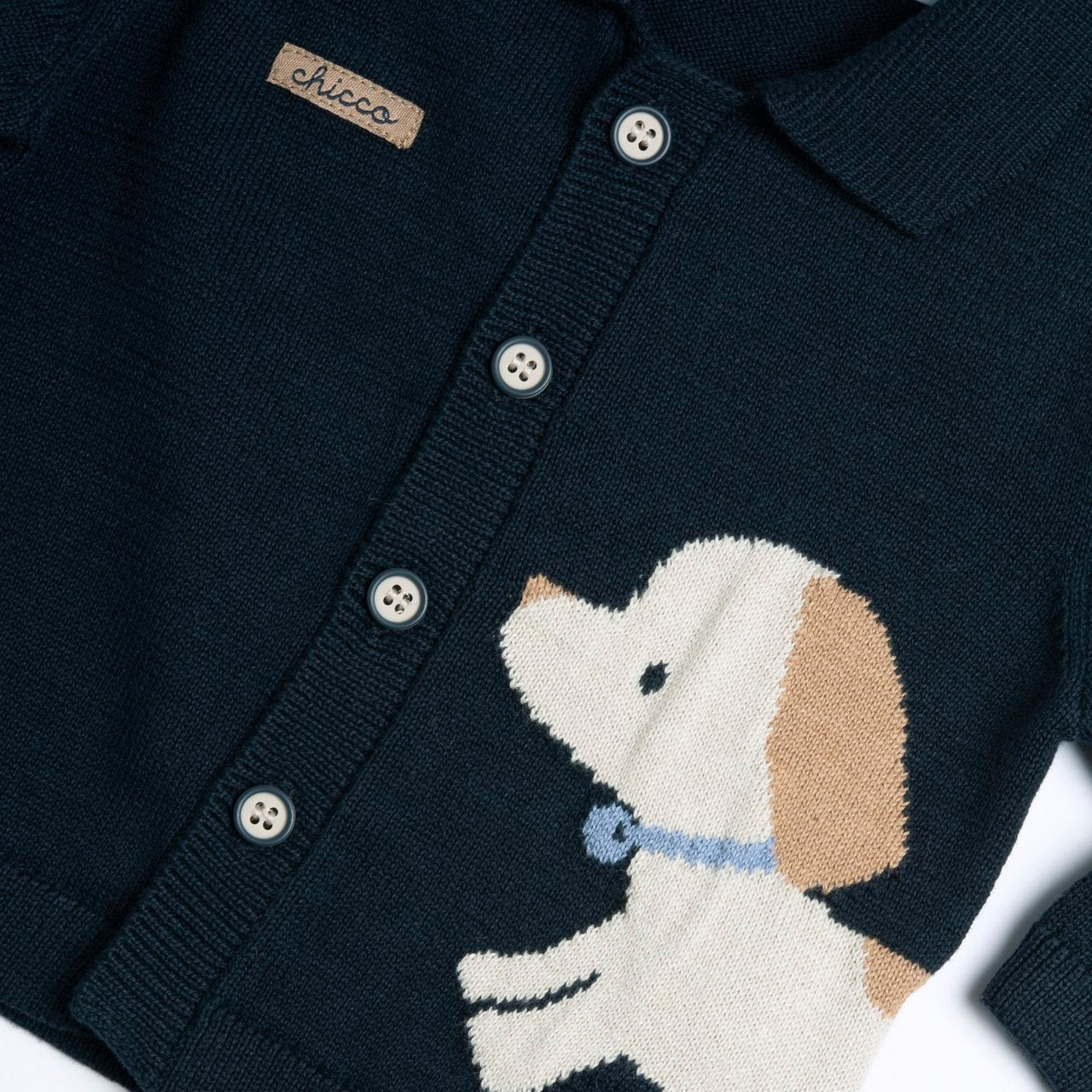 Cardigan in maglia con tenero cagnolino - NUOVA COLLEZIONE CHICCO P/E 2024