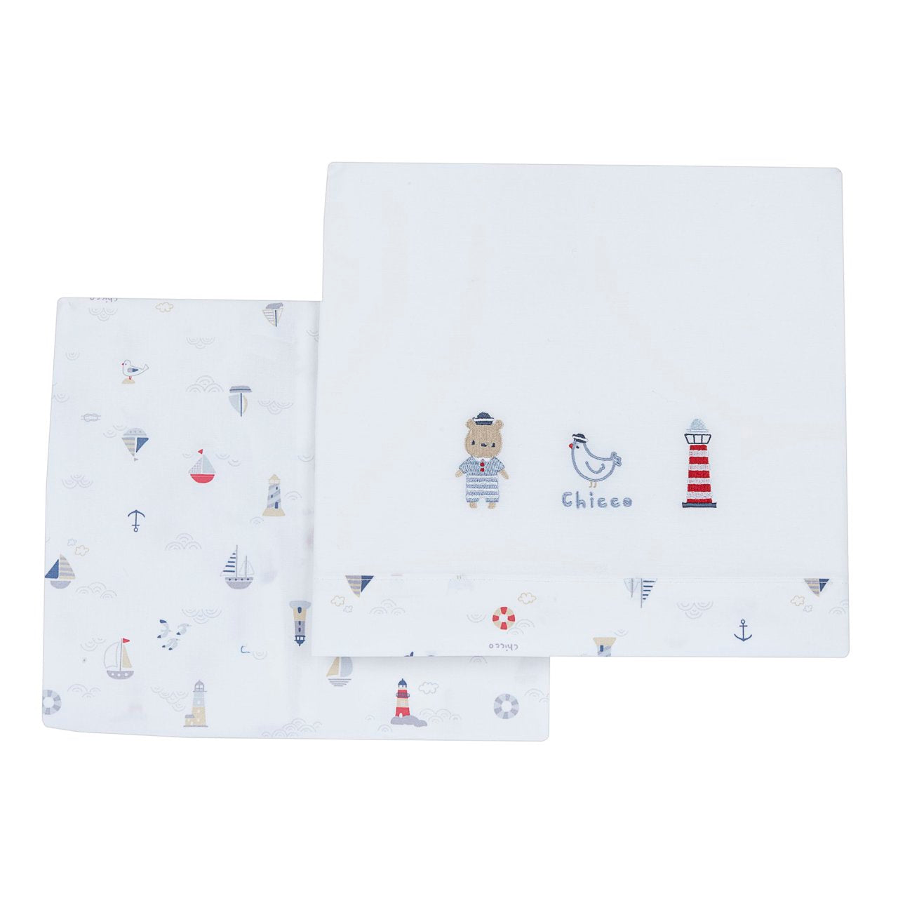 Set 2 pz. lenzuola per carrozzina con ricami e stampa all over - NUOVA COLLEZIONE CHICCO P/E 2025