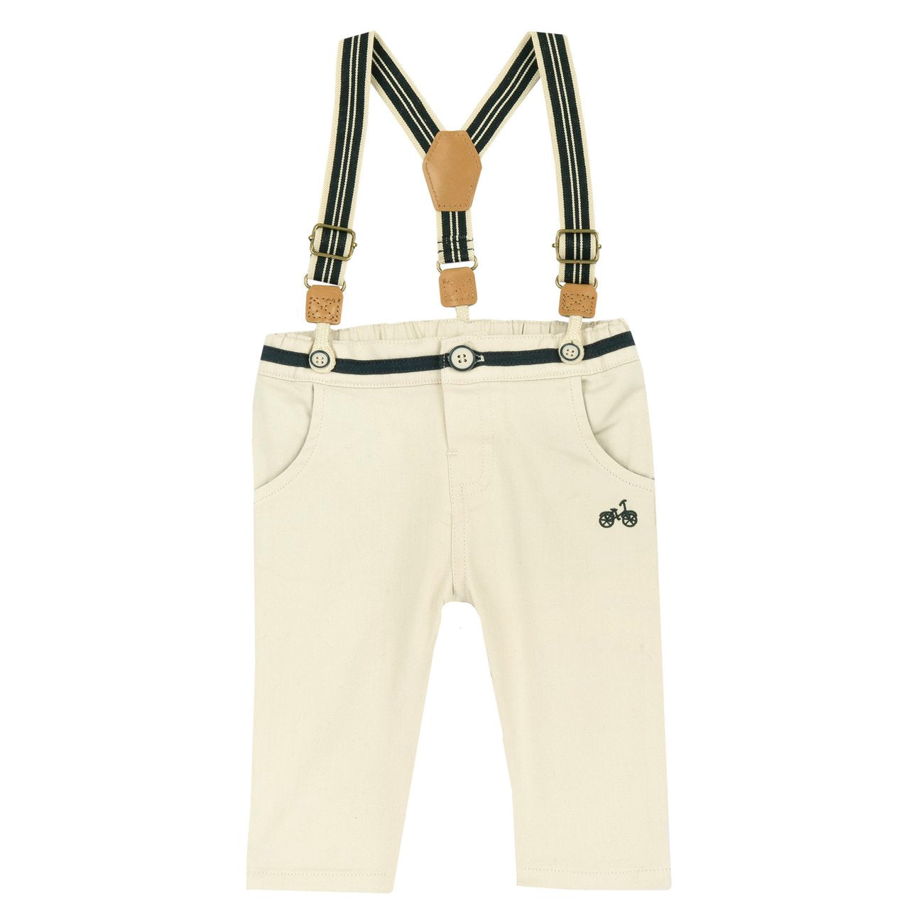 Pantaloni lunghi con bretelle e piccolo ricamo - NUOVA COLLEZIONE CHICCO P/E 2024