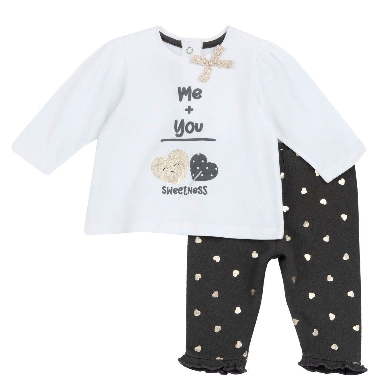 Set t-shirt manica lunga + leggings fantasia cuoricini - NUOVA COLLEZIONE CHICCO P/E 2025