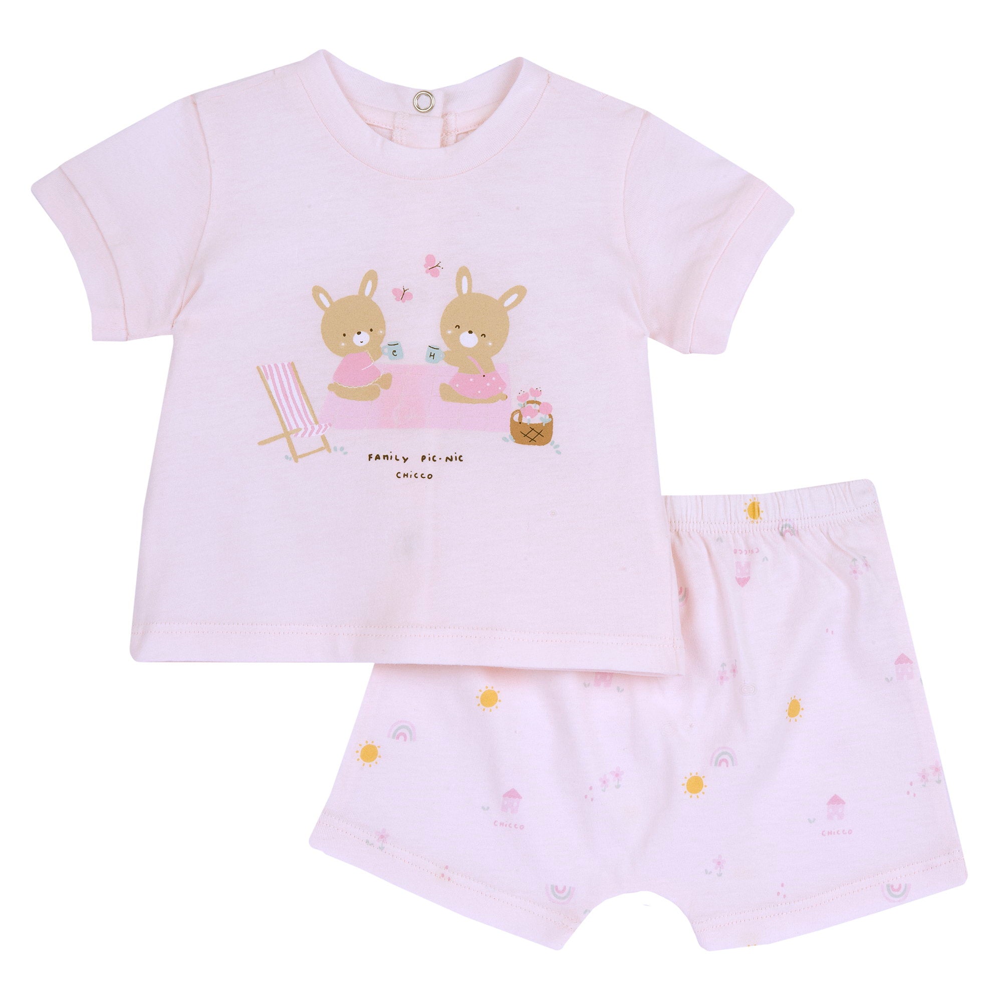 Set t-shirt e pantaloni corti con conigliette - NUOVA COLLEZIONE CHICCO P/E 2025