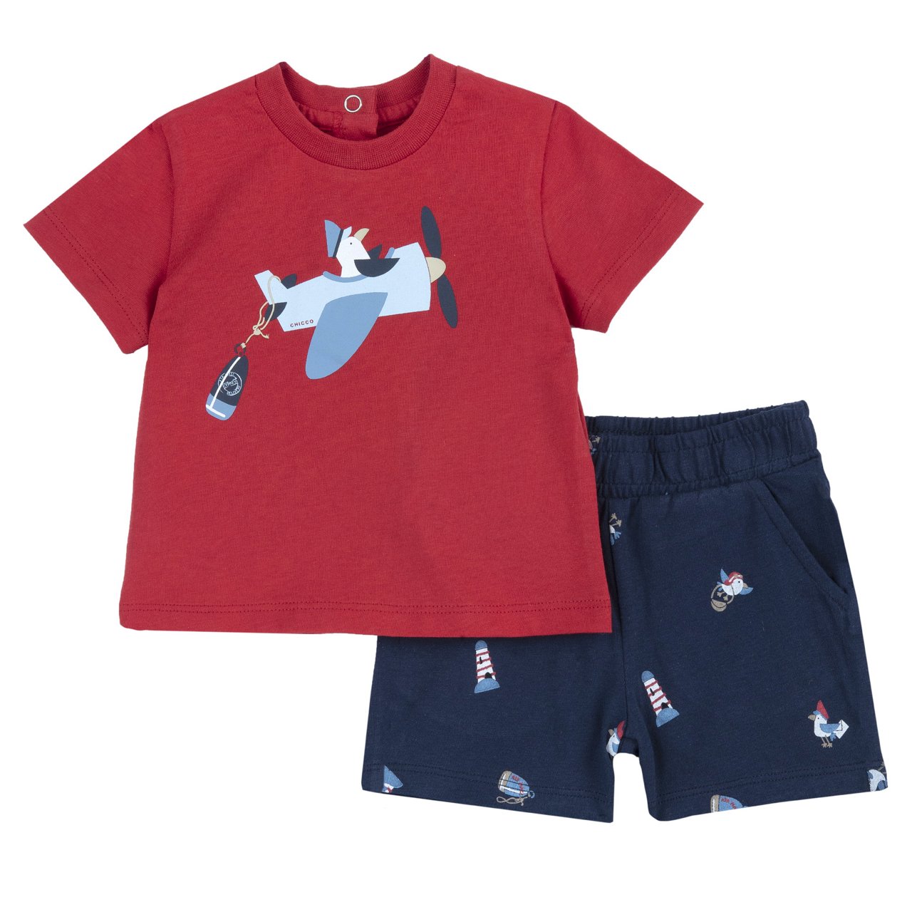 Set t-shirt e pantaloni corti in jersey elasticizzato con stampa - NUOVA COLLEZIONE CHICCO P/E 2025