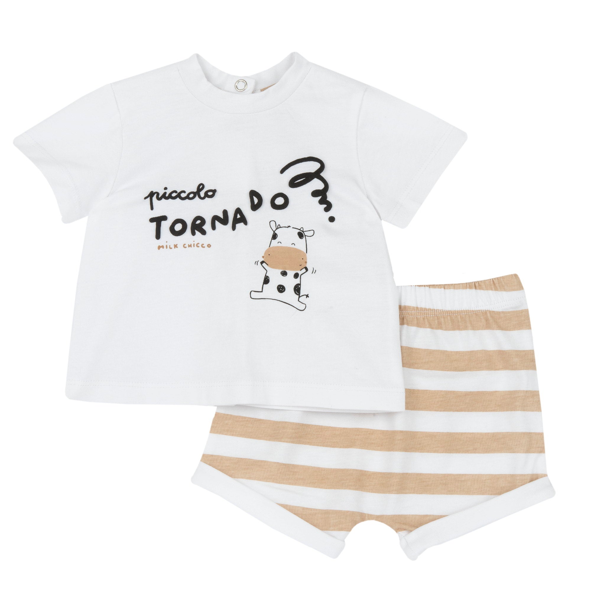 Set t-shirt con frase + pantaloni corti rigati - NUOVA COLLEZIONE CHICCO P/E 2025