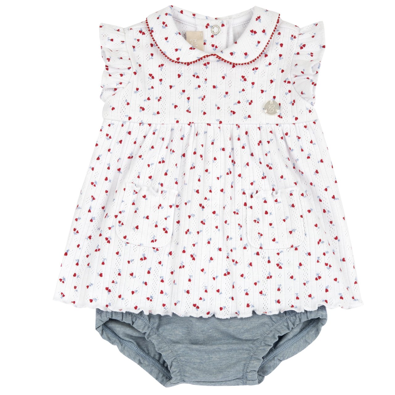 Completo vestitino stampa cuoricini + culotte effetto denim - NUOVA COLLEZIONE CHICCO P/E 2026
