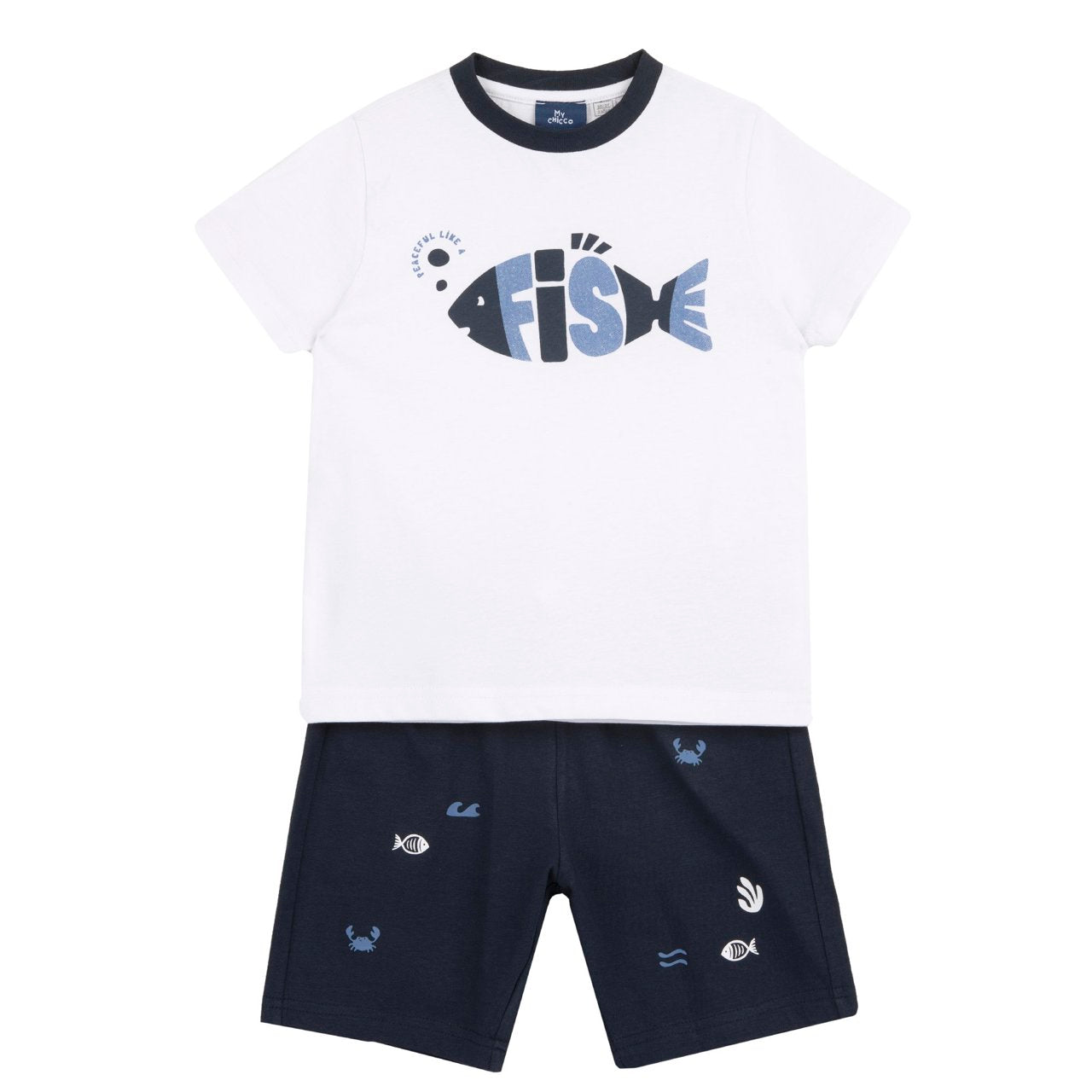 Completo t-shirt con stampa pesciolino + pantaloni corti - NUOVA COLLEZIONE CHICCO P/E 2026