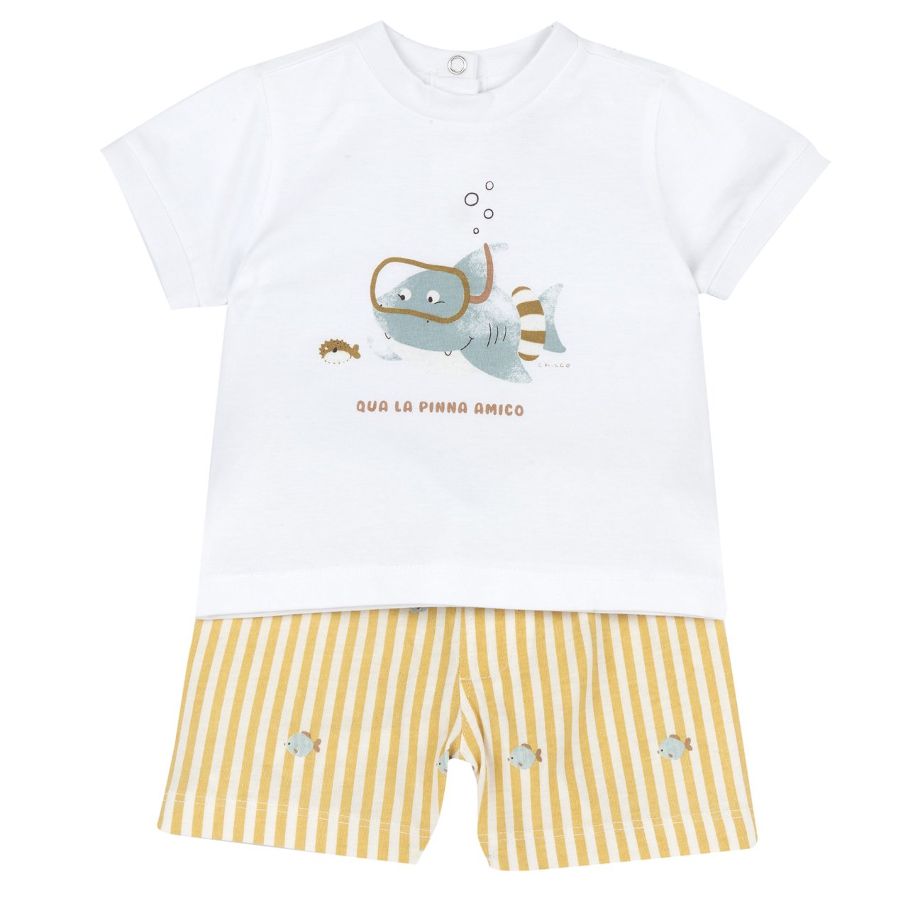 Completo maglietta con squaletto + pantaloni corti a righe - NUOVA COLLEZIONE CHICCO P/E 2026