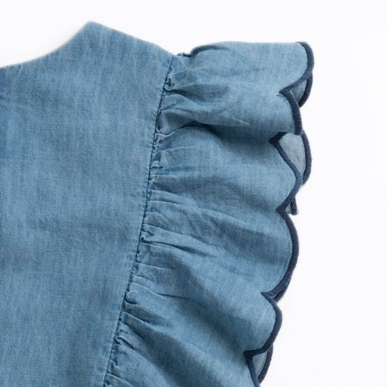 Camicia manica corta con rouches in denim - NUOVA COLLEZIONE CHICCO P/E 2026