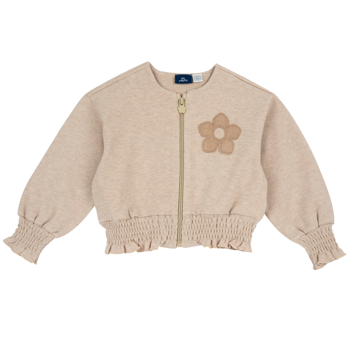 Felpa con zip e patch fiore in camoscina - NUOVA COLLEZIONE CHICCO A/I 2026-27