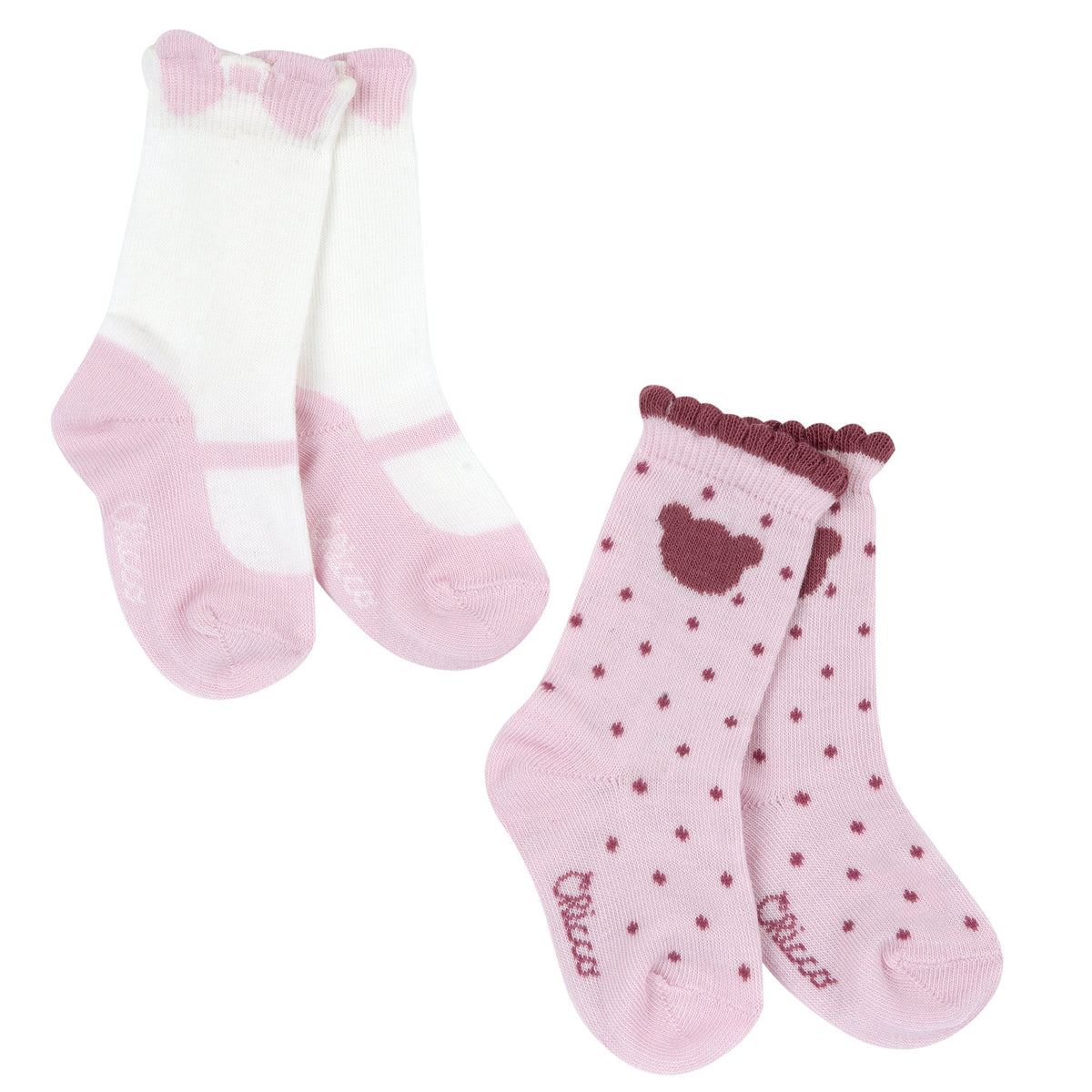 Set 2 paia calzini gambaletto con orsetto e fiocchetto - NUOVA COLLEZIONE CHICCO A/I 2026-27