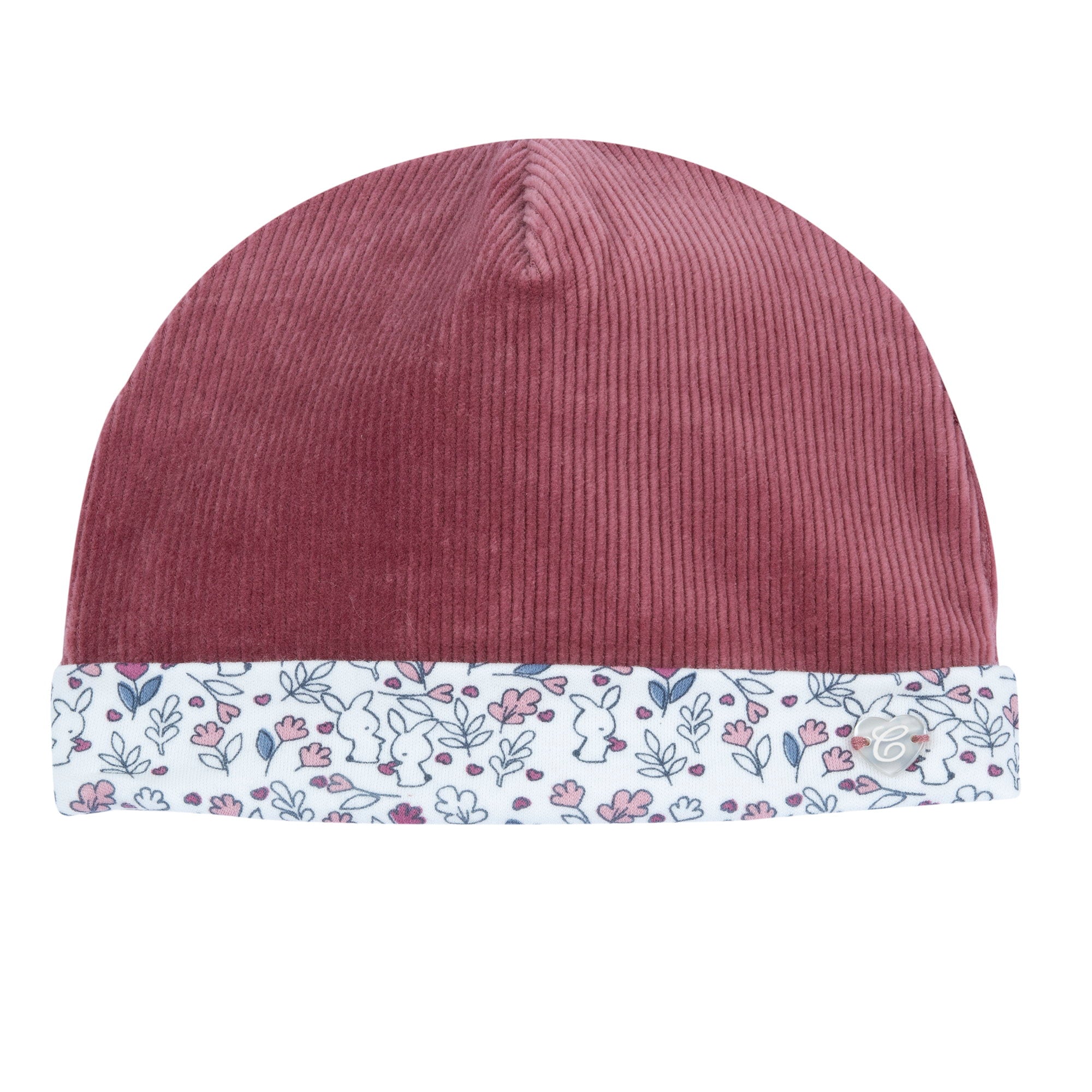 Cappello in ciniglia a costine con bordo floreale - NUOVA COLLEZIONE CHICCO A/I 2026-27