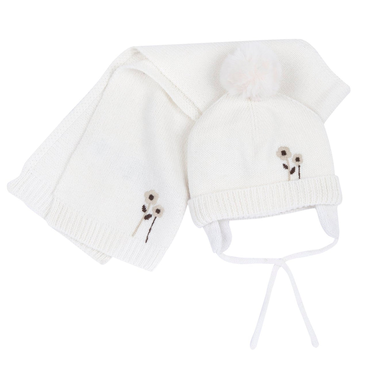 Set cappello con sciarpa con pon pon e ricamo - NUOVA COLLEZIONE CHICCO A/I 2026-27