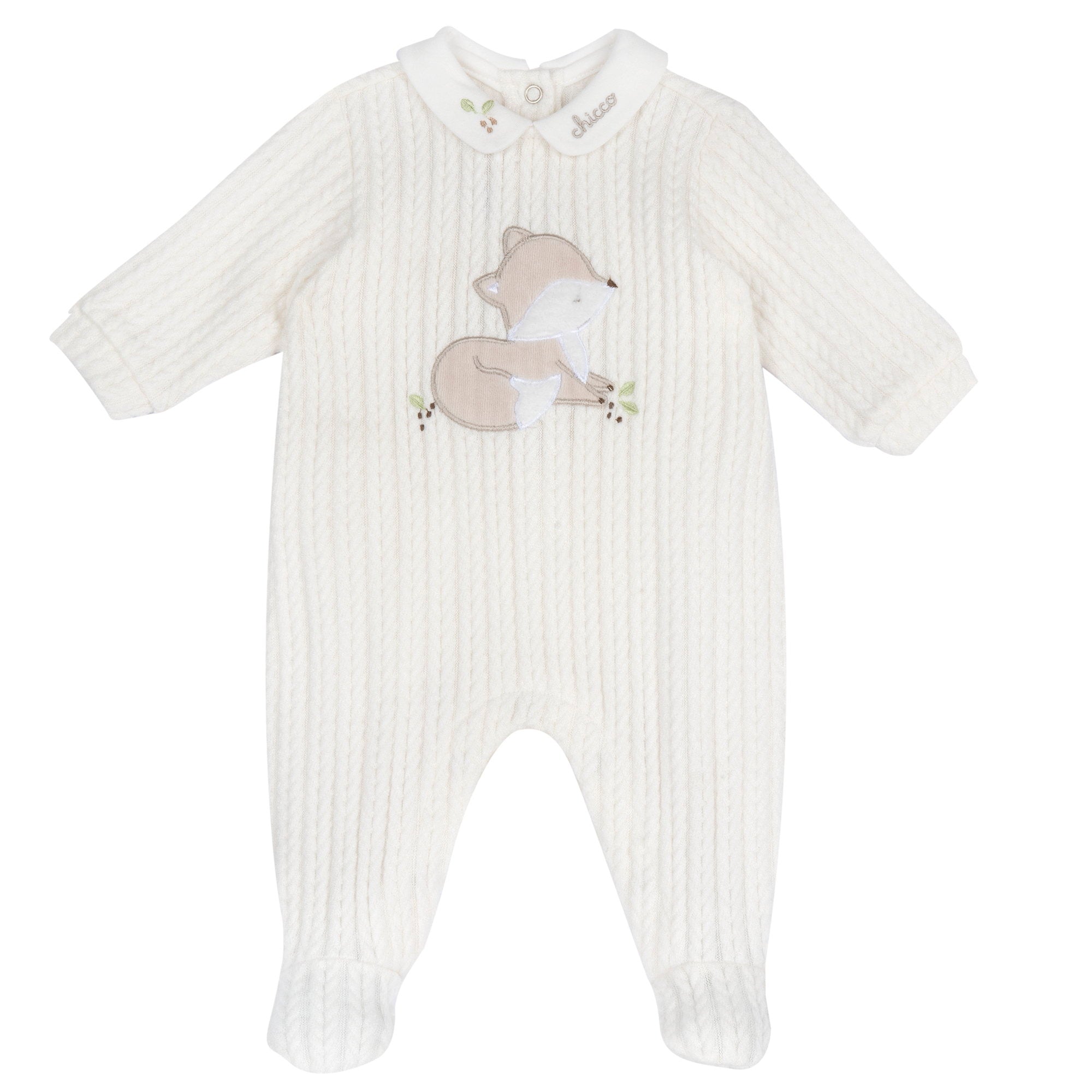 Tutina intera apertura interno gamba in maglia jacquard. Nuova collezione Chicco A/I 2026/27