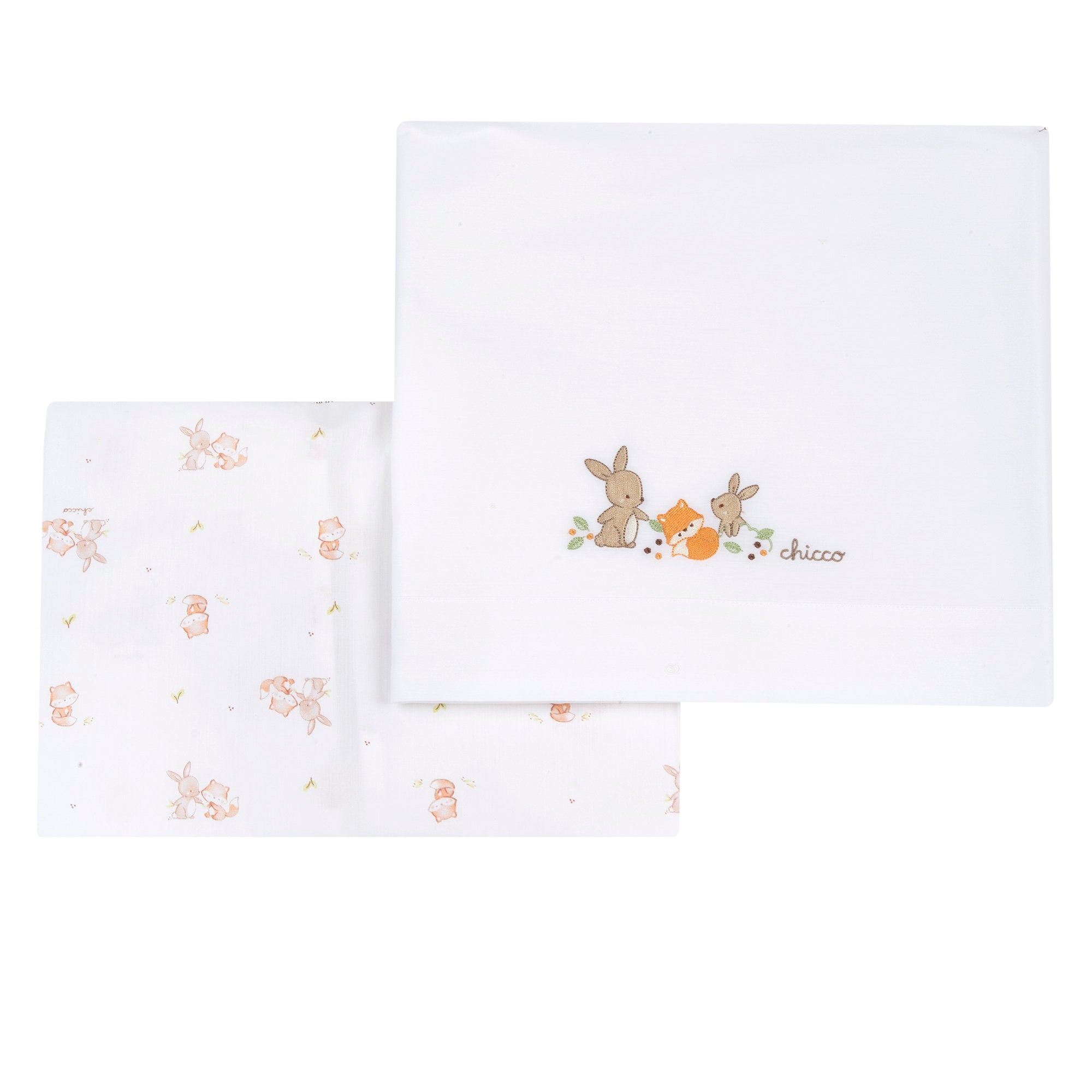 Set 2 pz. lenzuola per carrozzina con volpina e coniglietti - NUOVA COLLEZIONE CHICCO A/I 2026-27