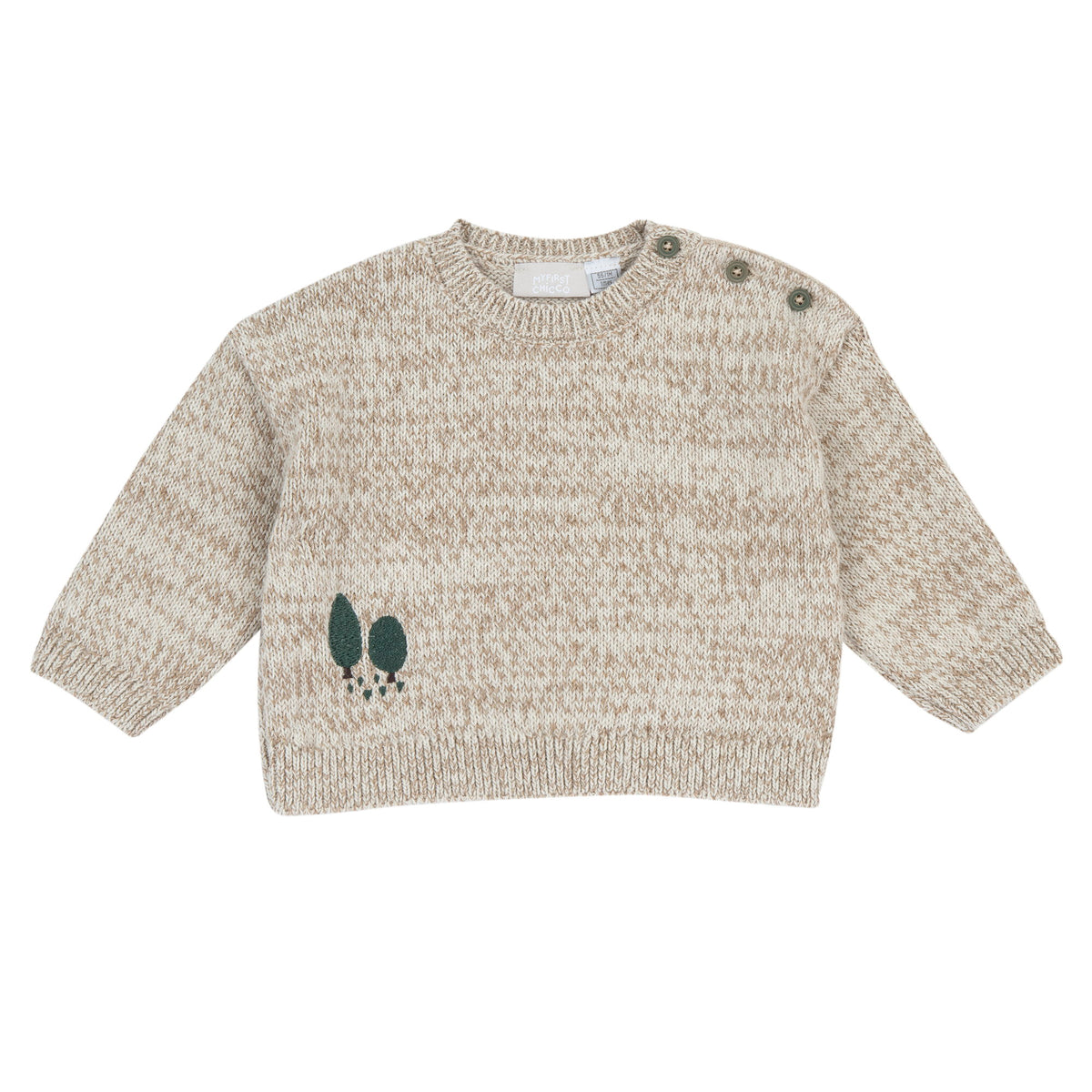 Pullover in maglia melange con piccoli alberelli - NUOVA COLLEZIONE CHICCO A/I 2026-27