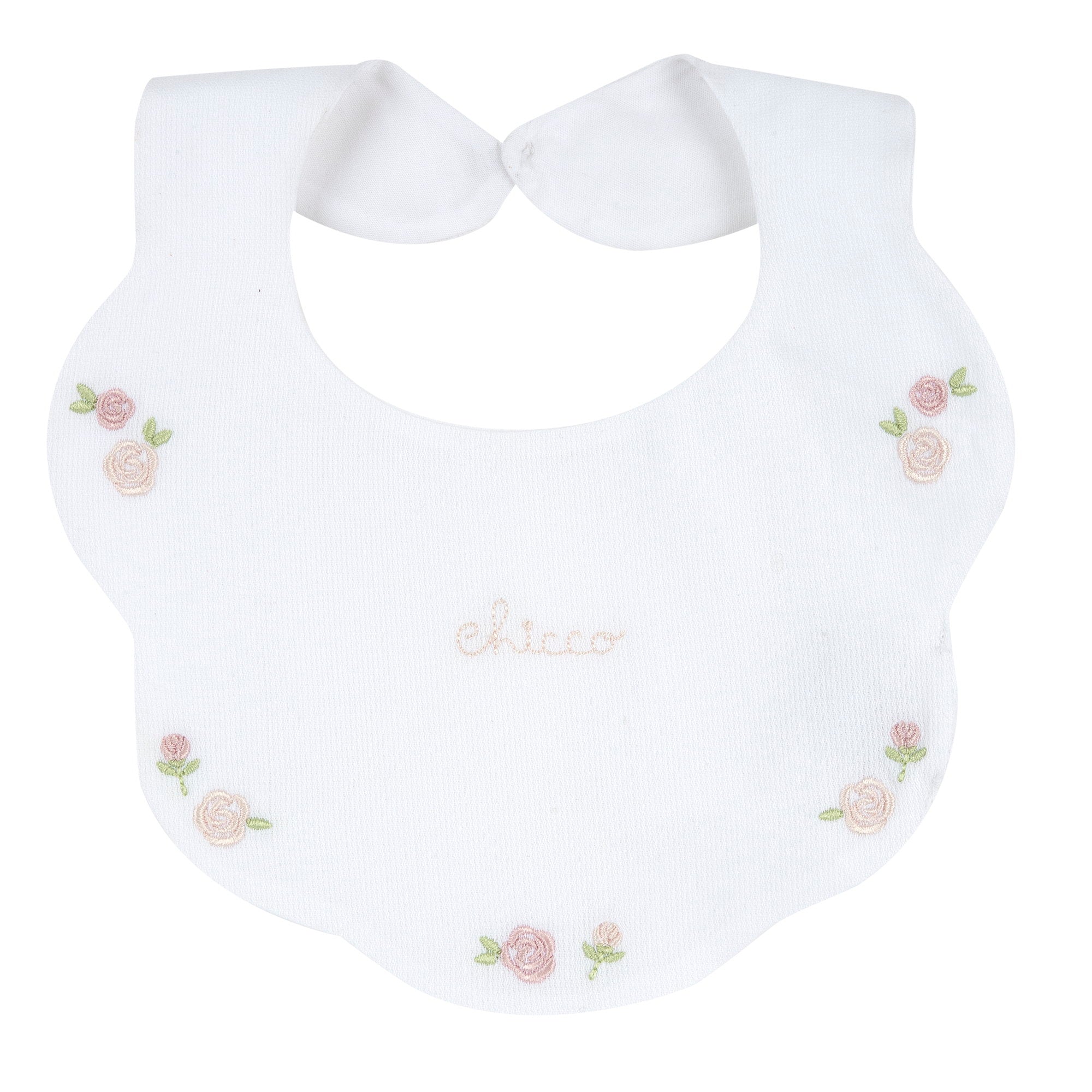 Bavetta in piquet bianco con roselline - NUOVA COLLEZIONE CHICCO A/I 2026-27