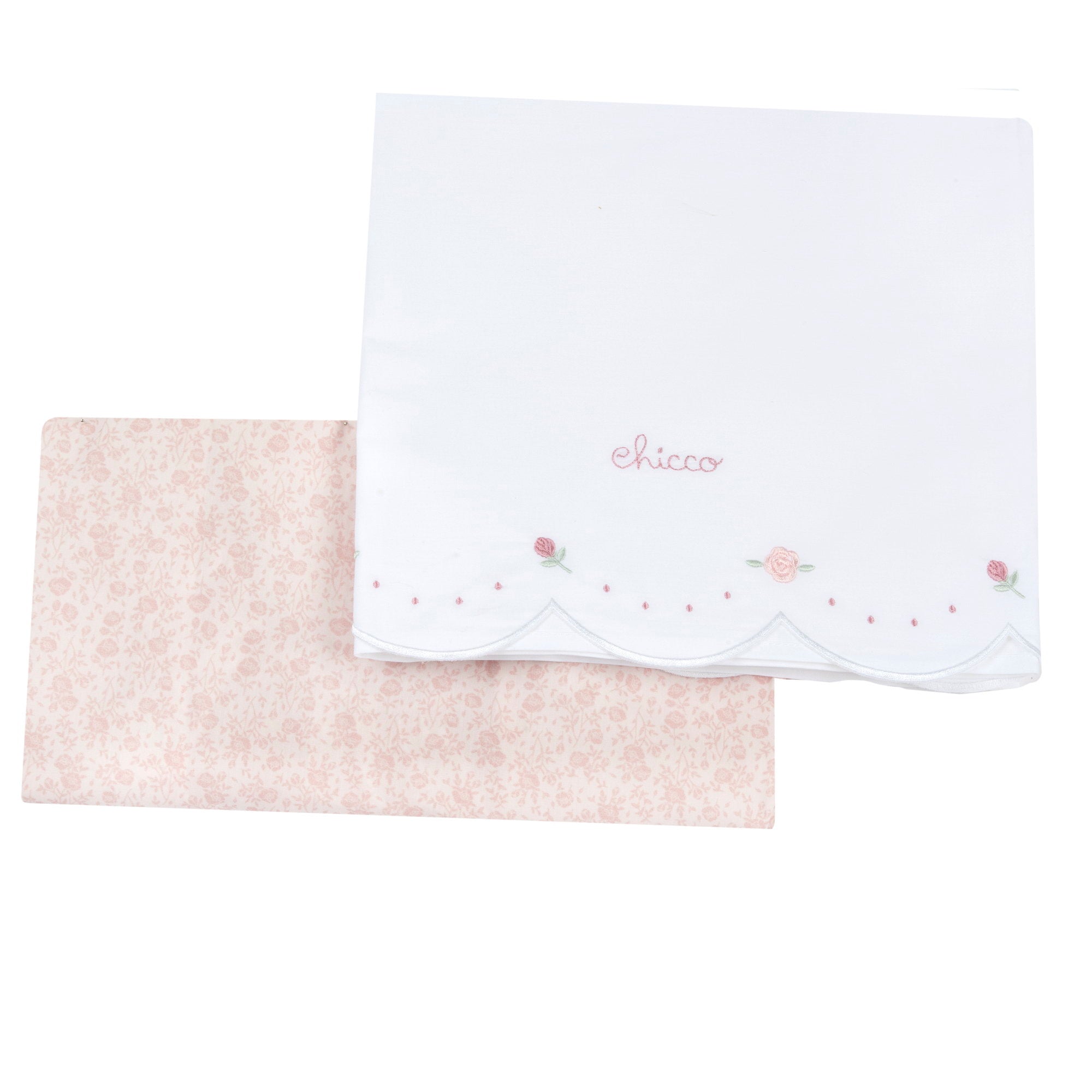 Set 2 pz. lenzuola per carrozzina con ricamo rose - NUOVA COLLEZIONE CHICCO A/I 2026-27
