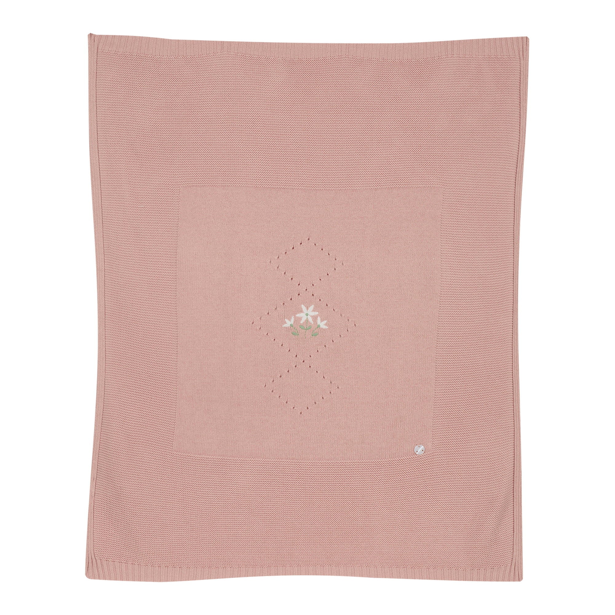Scialle per carrozzina in tricot con elegante fiore centrale. Nuova collezione Chicco A/I 2026/27