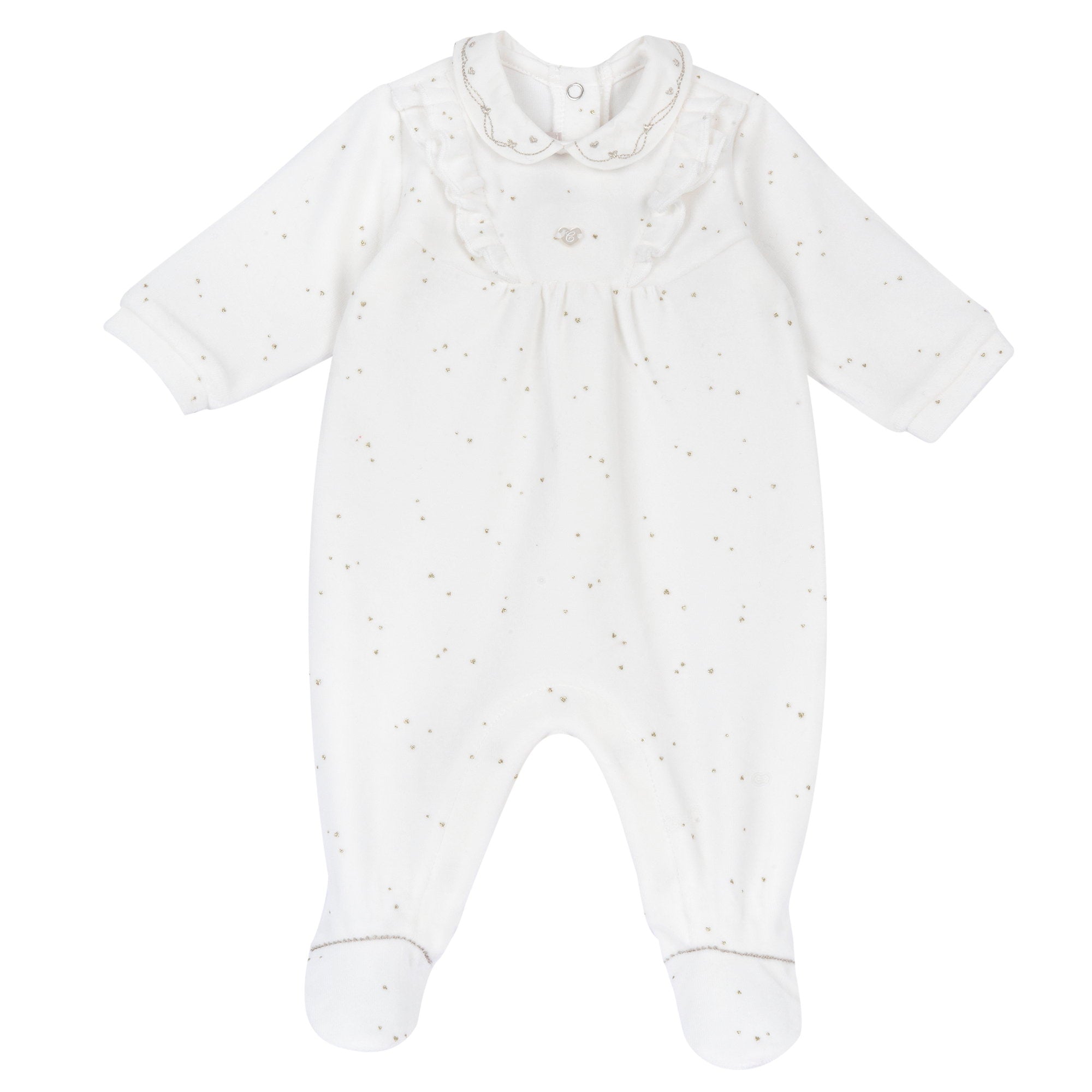 Tutina intera in ciniglia con micro-cuori glitter - NUOVA COLLEZIONE CHICCO A/I 2026-27