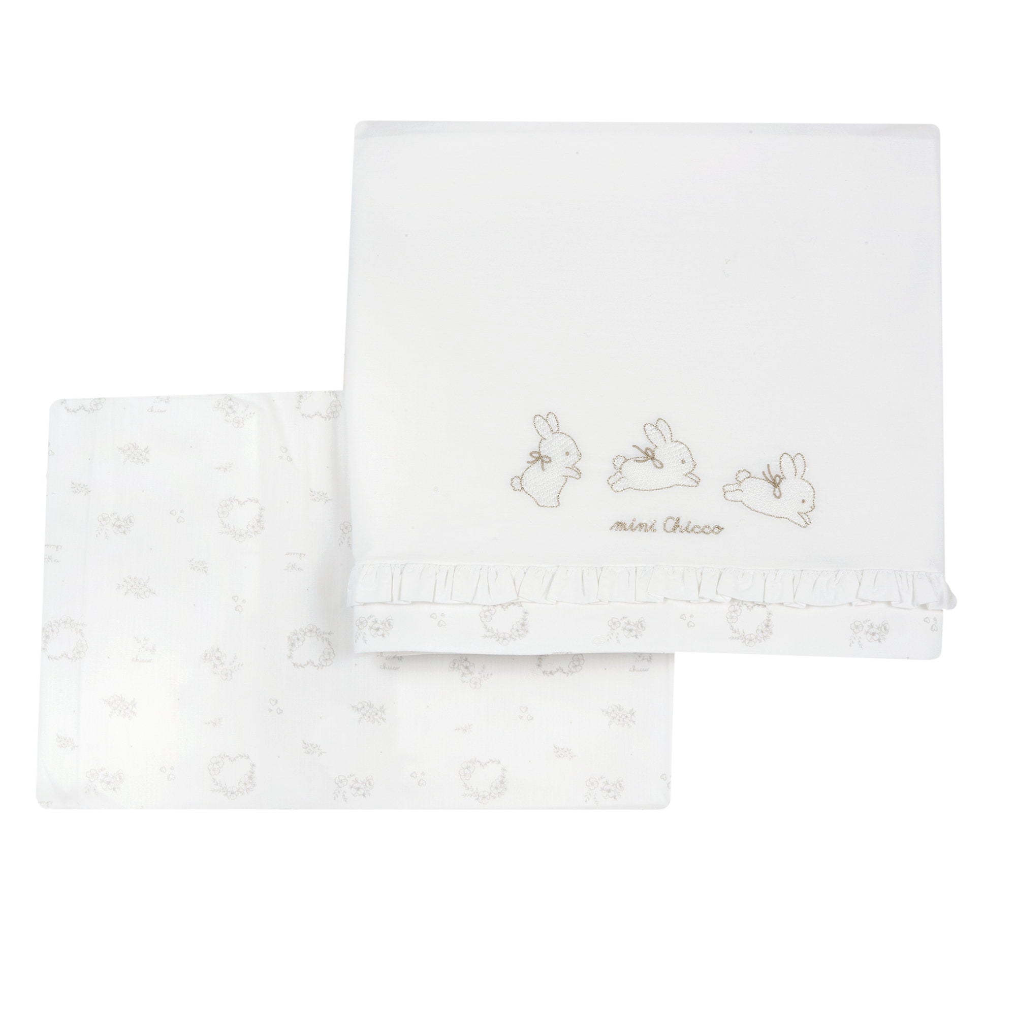 Set 2 PZ. Lenzuolino con conigliette. Nuova collezione Chicco A/I 2026/27