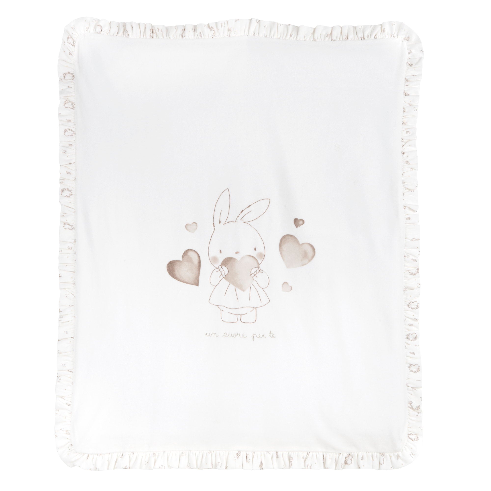 Coperta in ciniglia con coniglietta con cuore. Nuova Collezione Chicco 2026/27
