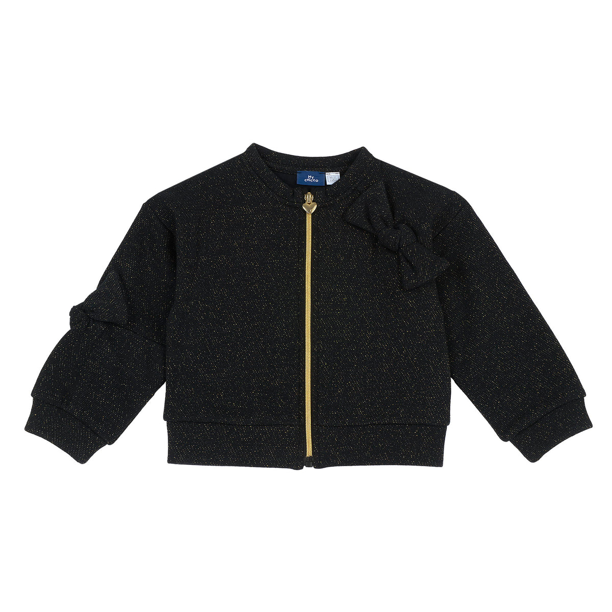 Felpa bomber in tessuto lurex con zip e fiocchi imbottiti - NUOVA COLLEZIONE CHICCO A/I 2026-27