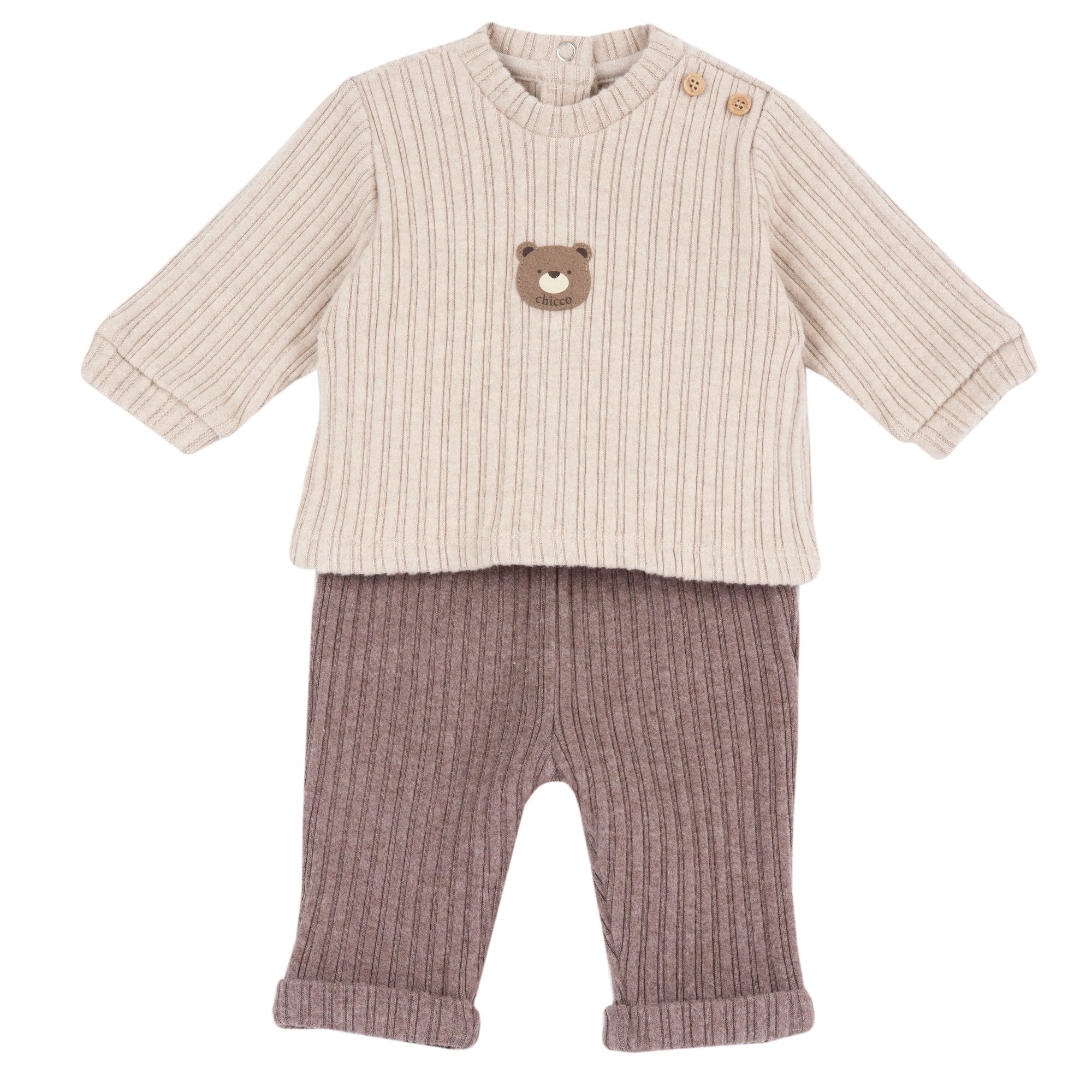 Completo 2 pz. in maglia a costine con orsetto - NUOVA COLLEZIONE CHICCO A/I 2026-27