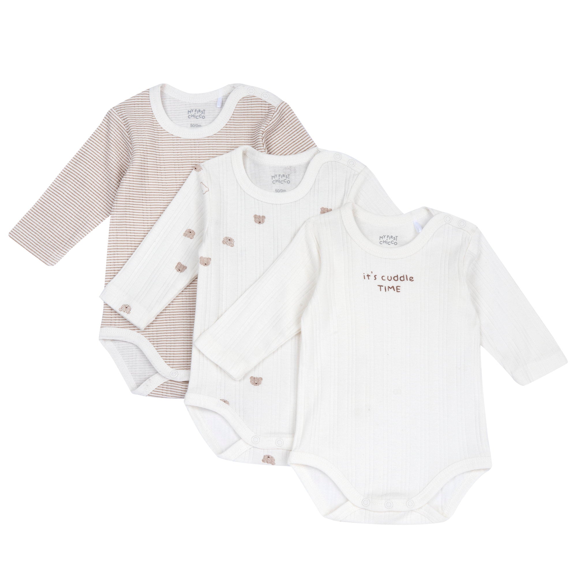 Set 3 body intimi manica lunga in maglia a costine - NUOVA COLLEZIONE CHICCO A/I 2026-27