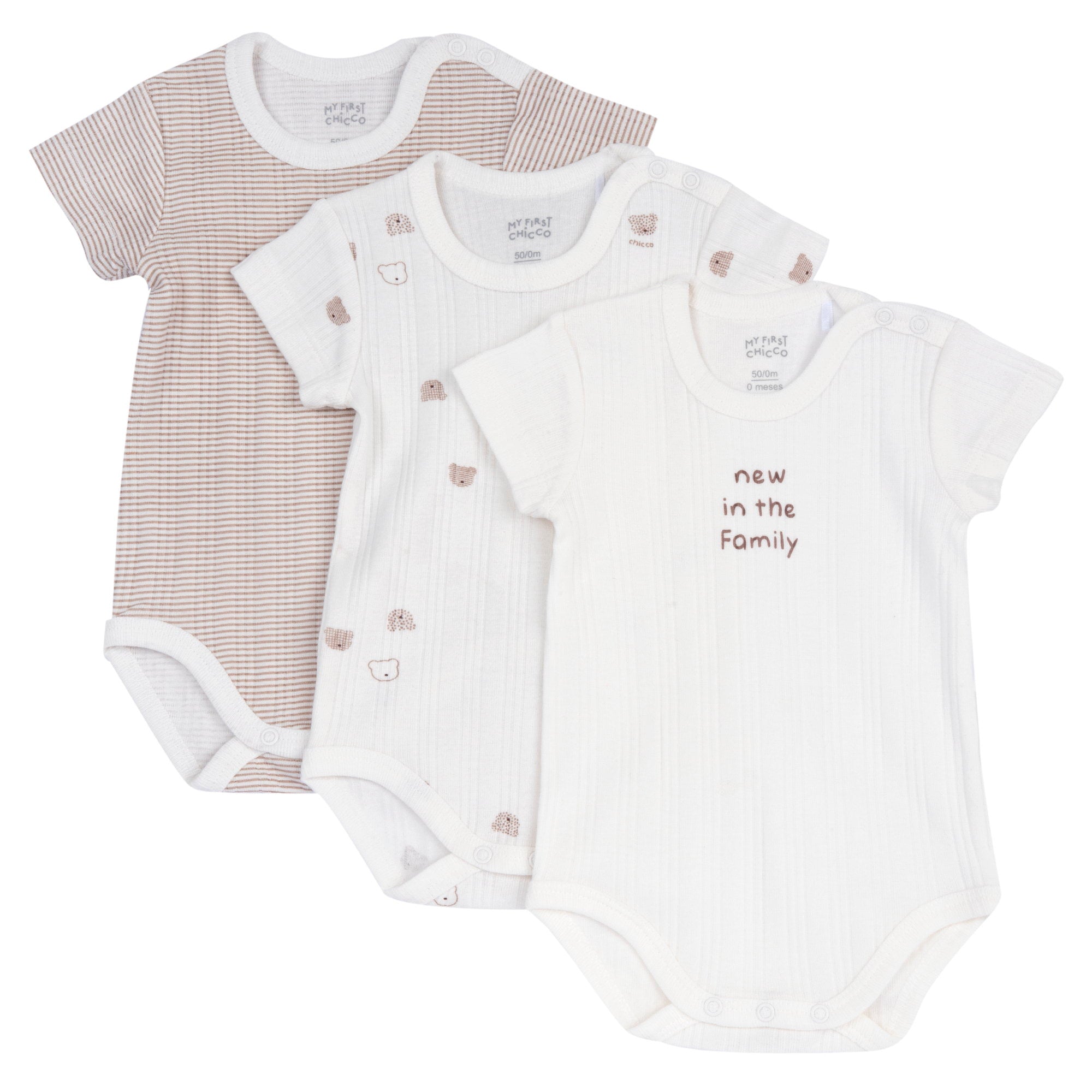Set 3 body intimi manica corta in maglia a costine - NUOVA COLLEZIONE CHICCO A/I 2026-27