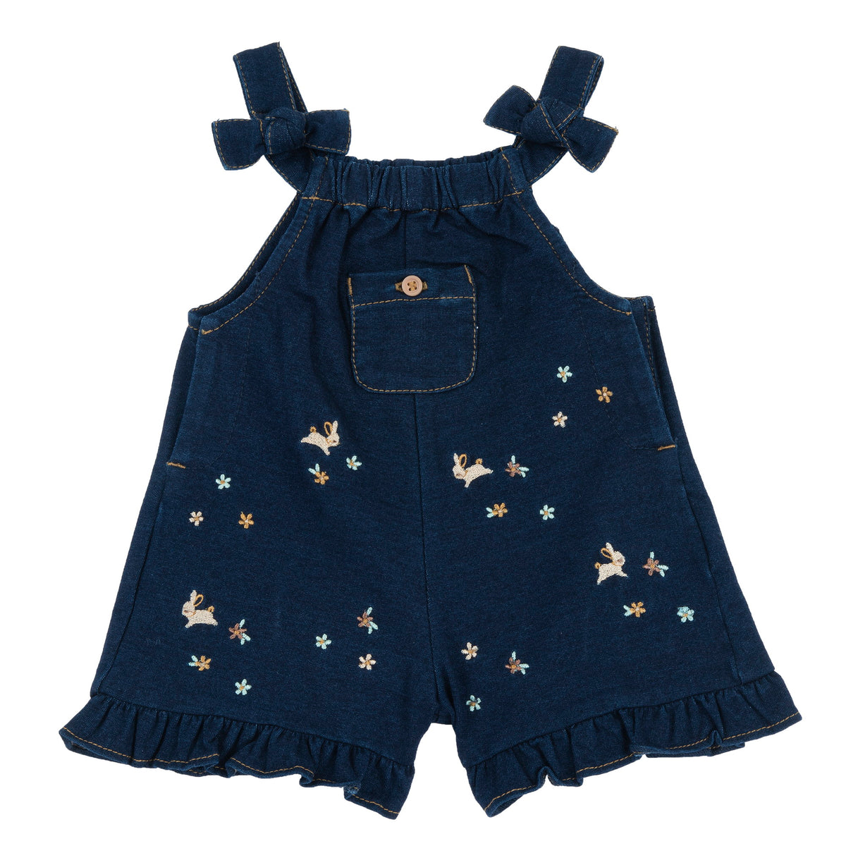 Salopette in denim stretch con piccoli ricami - NUOVA COLLEZIONE CHICCO A/I 2026-27