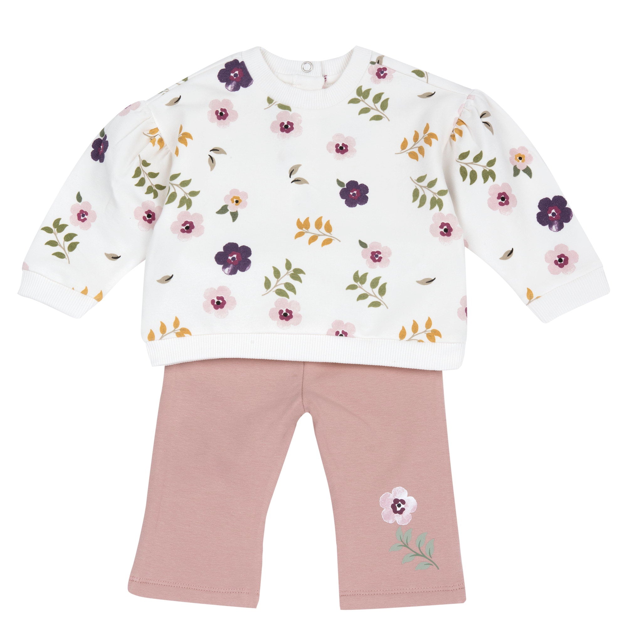 Completo 2 pz. felpa stampa fiori + leggings a zampetta - NUOVA COLLEZIONE CHICCO A/I 2026-27