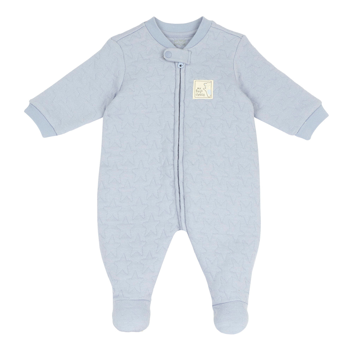 Tutina celeste in felpa effetto trapuntato stelle con zip - NUOVA COLLEZIONE CHICCO A/I 2026-27