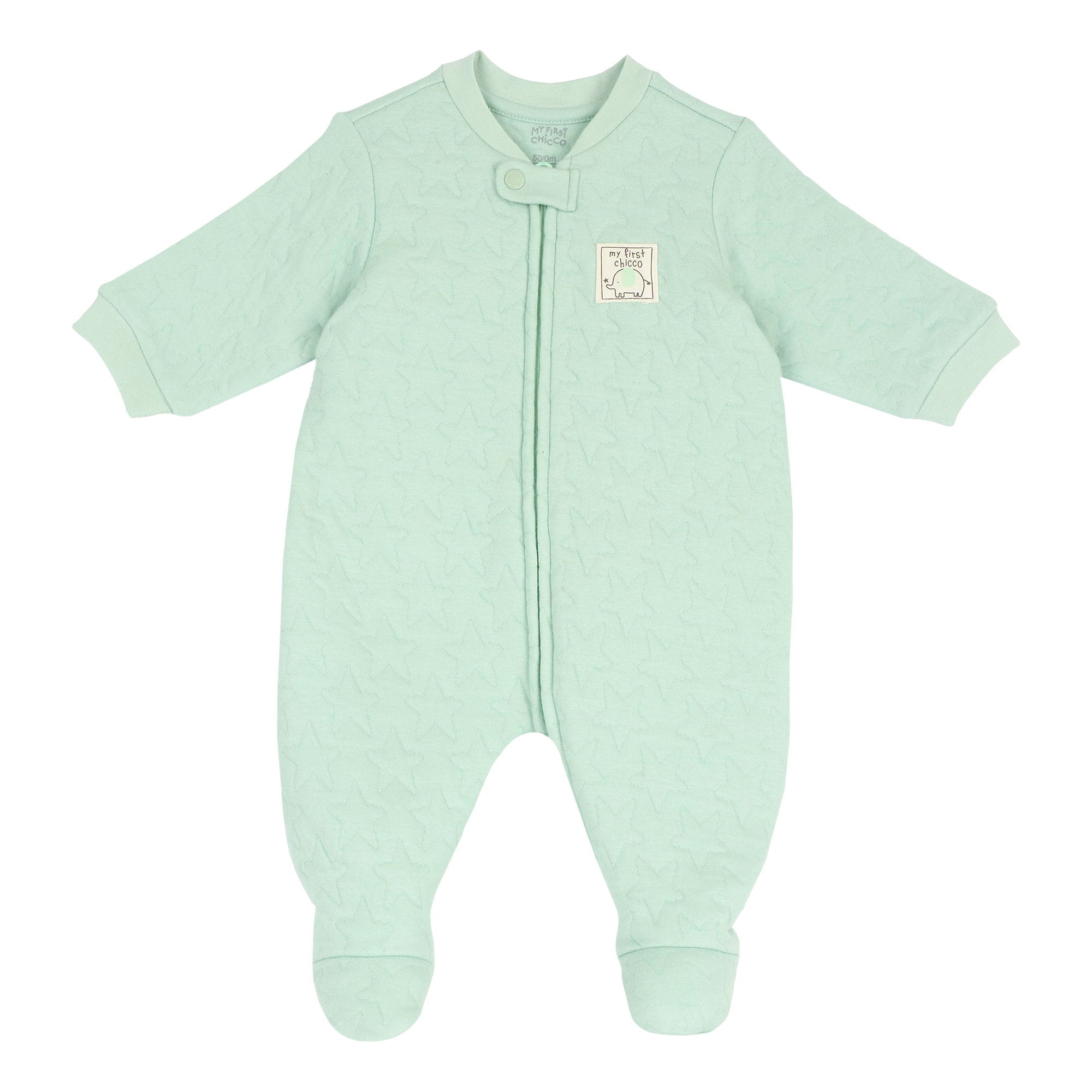 Tutina verde in felpa effetto trapuntato stelle con zip - NUOVA COLLEZIONE CHICCO A/I 2026-27