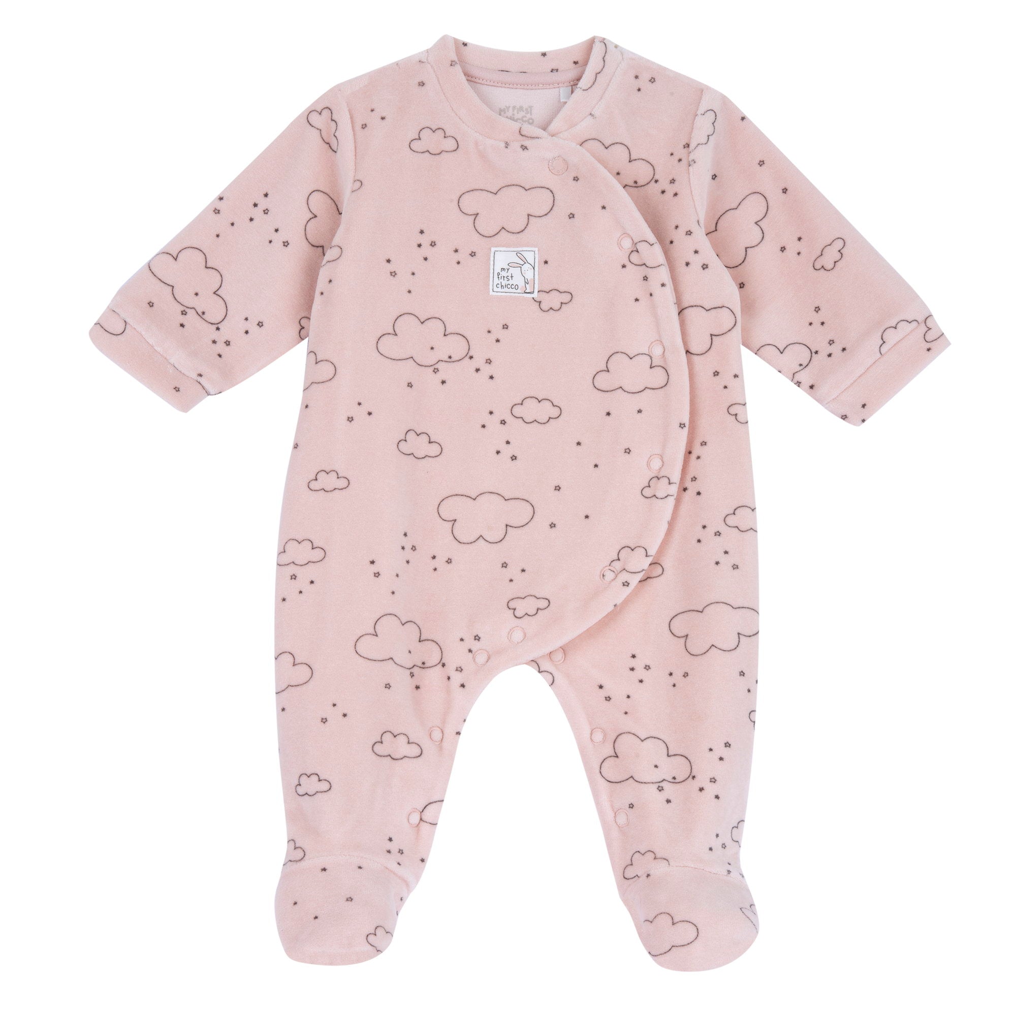 Tutina in ciniglia rosa con stampa nuvolette - NUOVA COLLEZIONE CHICCO A/I 2026-27