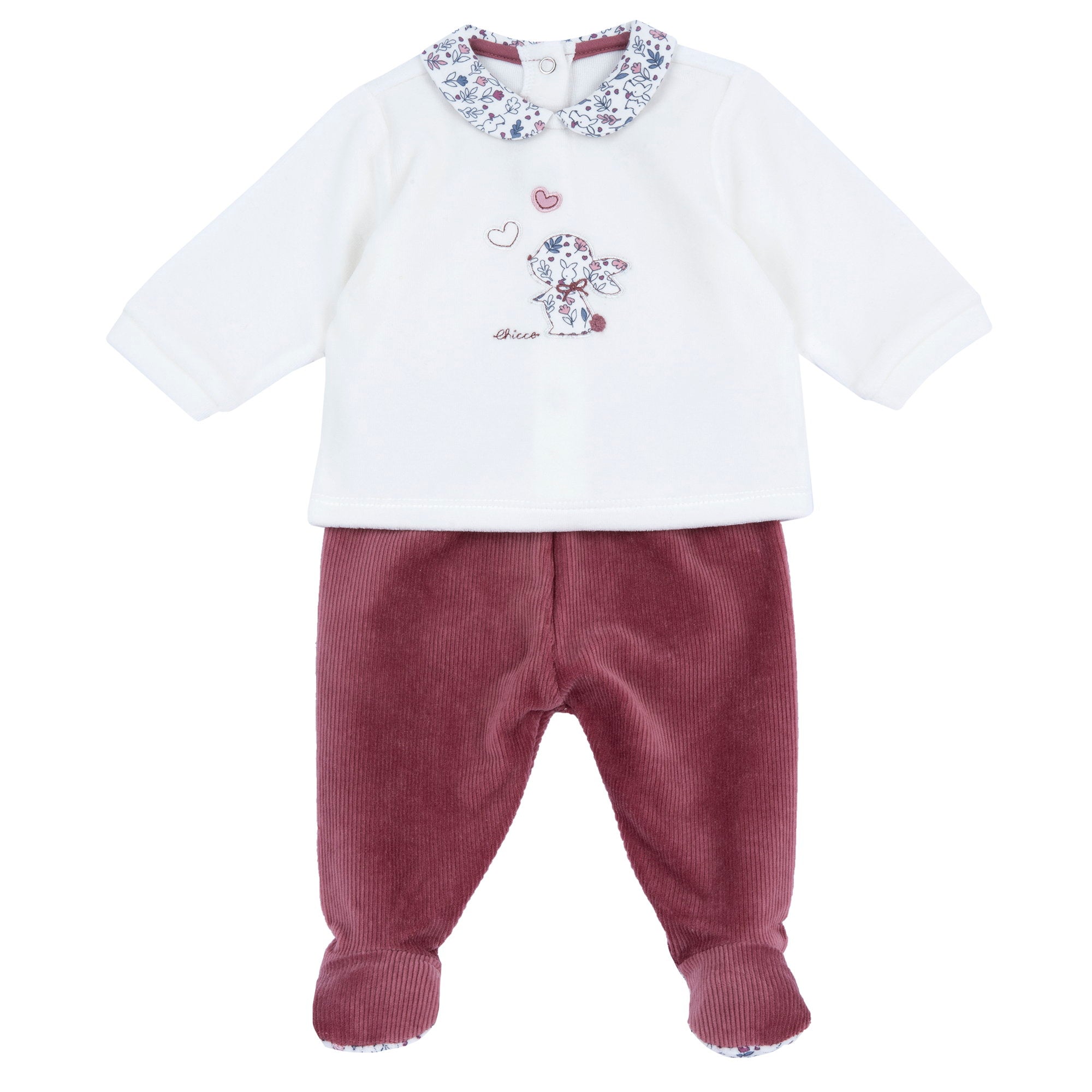 Completo 2 pz. in ciniglia con coniglietta floreale - NUOVA COLLEZIONE CHICCO A/I 2026-27