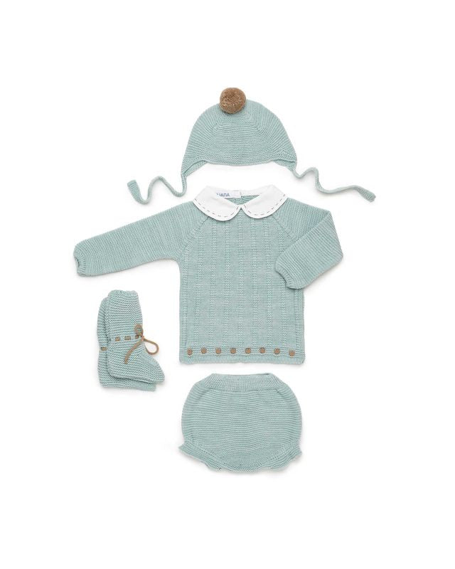 Completo 4 pz. in maglia calda verde salvia - NUOVA COLLEZIONE JULIANA A/I 2026-27