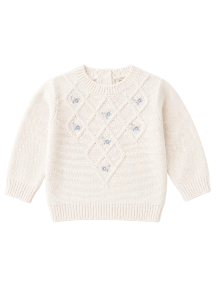 Maglione in misto lana con motivo a trecce e ricami floreali - NUOVA COLLEZIONE EMC A/I 2026-27