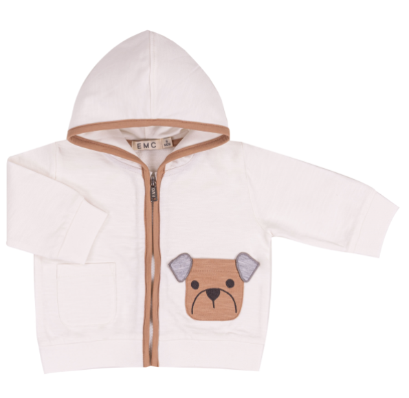 Felpa con zip e cappuccio e taschina cagnolino - NUOVA COLLEZIONE EMC P/E 2026