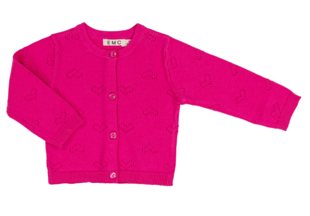 Cardigan in maglia di cotone con cuoricini - NUOVA COLLEZIONE EMC P/E 2026