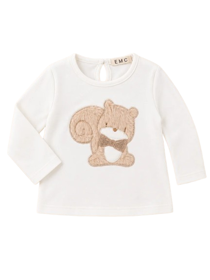 T-shirt caldo cotone con scoiattolo in peluche - NUOVA COLLEZIONE EMC A/I 2026-27