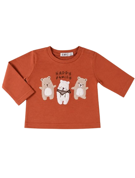 Maglia manica lunga in caldo cotone con orsetti Happy Family - NUOVA COLLEZIONE EMC A/I 2026-27