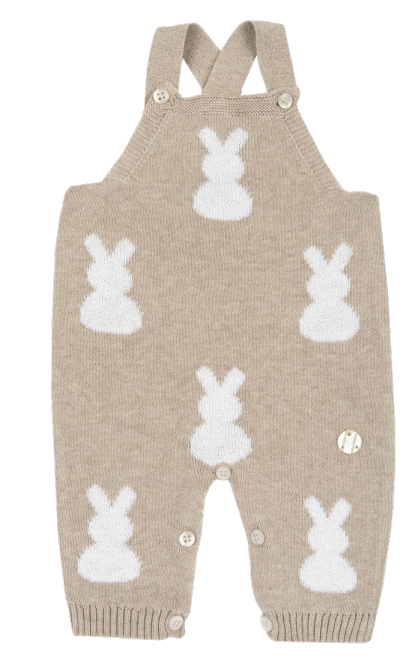 Salopette lunga in maglia con piccoli coniglietti - NUOVA COLLEZIONE CHICCO P/E 2024