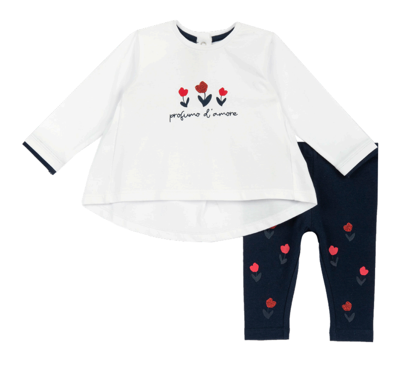 Set t-shirt manica lunga e leggings con tulipani - NUOVA COLLEZIONE CHICCO P/E 2024