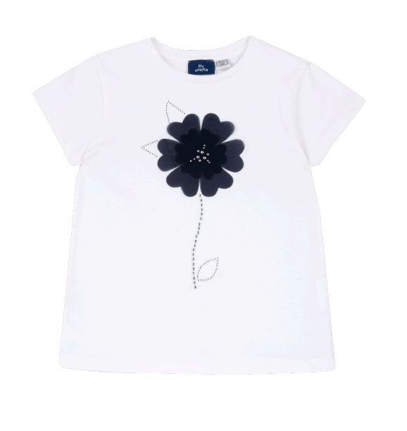T-shirt manica corta con fiore applicato - NUOVA COLLEZIONE CHICCO P/E 2024