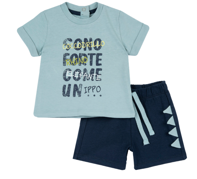 Set t-shirt manica corta e pantaloni corti con simpatica stampa - NUOVA COLLEZIONE CHICCO P/E 2024