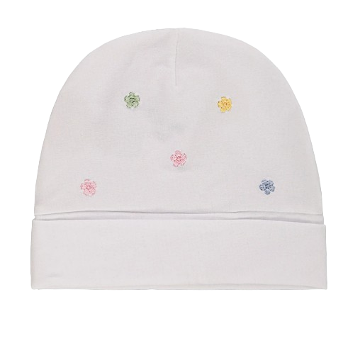 Cappello di jersey stretch con fiorellini colorati - NUOVA COLLEZIONE LALALU' P/E 2024