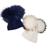 Cappello fatto a mano lana e cashmere con ponpon volpe - CAPPELLERIA ITALIANA