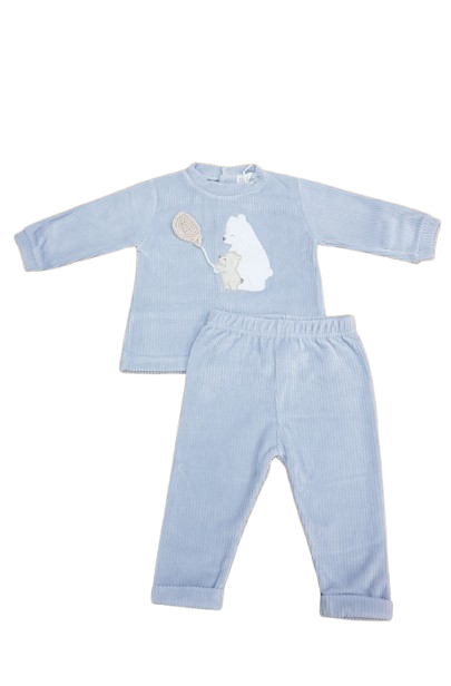 Completo 2pz. in ciniglia a costine con patch orsetti - NUOVA COLLEZIONE LALALU' A/I 2026-27